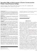 Cover page: Specialties Differ in Which Aspects of Doctor Communication Predict Overall Physician Ratings