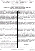 Cover page: Vision Improvement in Retinal Degeneration Patients by Implantation of Retina Together with Retinal Pigment Epithelium