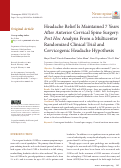 Cover page: Headache Relief Is Maintained 7 Years After Anterior Cervical Spine Surgery: Post Hoc Analysis From a Multicenter Randomized Clinical Trial and Cervicogenic Headache Hypothesis.