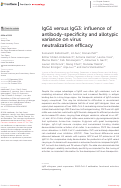 Cover page: IgG1 versus IgG3: influence of antibody-specificity and allotypic variance on virus neutralization efficacy.