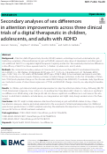 Cover page: Secondary analyses of sex differences in attention improvements across three clinical trials of a digital therapeutic in children, adolescents, and adults with ADHD.