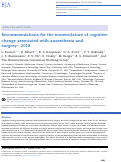 Cover page: Recommendations for the nomenclature of cognitive change associated with anaesthesia and surgery—2018