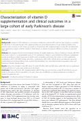 Cover page: Characterization of vitamin D supplementation and clinical outcomes in a large cohort of early Parkinson’s disease