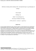 Cover page: Difficulty in Learning Similar-Sounding Words: A Developmental Stage or a General Property of Learning?