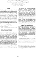 Cover page: Error and expectation in language learning: An inquiry into the many curious incidents of "mouses" in adult speech