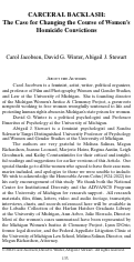 Cover page: Carceral Backlash: The Case for Changing the Course of Women's Homicide Convictions