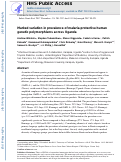 Cover page: Marked variation in prevalence of malaria-protective human genetic polymorphisms across Uganda