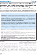 Cover page: A Functional Polymorphism in Renalase (Glu37Asp) Is Associated with Cardiac Hypertrophy, Dysfunction, and Ischemia: Data from the Heart and Soul Study