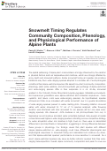 Cover page: Snowmelt Timing Regulates Community Composition, Phenology, and Physiological Performance of Alpine Plants