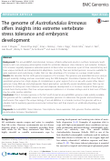 Cover page: The genome of Austrofundulus limnaeus offers insights into extreme vertebrate stress tolerance and embryonic development.