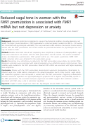 Cover page: Reduced vagal tone in women with the FMR1 premutation is associated with FMR1 mRNA but not depression or anxiety