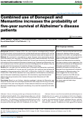 Cover page: Combined use of Donepezil and Memantine increases the probability of five-year survival of Alzheimers disease patients.