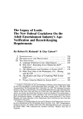 Cover page: The Legacy of Lords: The New Federal Crackdown On the Adult Entertainment Industry's Age-Verification and Record-Keeping Requirements