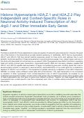 Cover page: Histone Hypervariants H2A.Z.1 and H2A.Z.2 Play Independent and Context-Specific Roles in Neuronal Activity-Induced Transcription of Arc/Arg3.1 and Other Immediate Early Genes