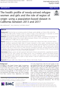 Cover page: The health profile of newly-arrived refugee women and girls and the role of region of origin: using a population-based dataset in California between 2013 and 2017