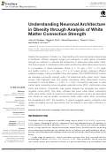 Cover page: Understanding Neuronal Architecture in Obesity through Analysis of White Matter Connection Strength