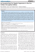 Cover page: An Essential Role for Zygotic Expression in the Pre-Cellular Drosophila Embryo