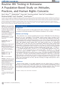 Cover page: Routine HIV Testing in Botswana: A Population-Based Study on Attitudes, Practices, and Human Rights Concerns