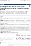 Cover page: Management and prevention of anemia (acute bleeding excluded) in adult critical care patients