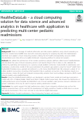 Cover page: HealtheDataLab – a cloud computing solution for data science and advanced analytics in healthcare with application to predicting multi-center pediatric readmissions