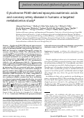 Cover page: Cytochrome P450-derived epoxyeicosatrienoic acids and coronary artery disease in humans: a targeted metabolomics study