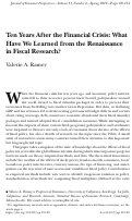 Cover page: Ten Years After the Financial Crisis: What Have We Learned from the Renaissance in Fiscal Research?