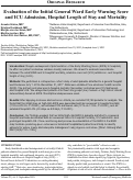 Cover page: Evaluation of the Initial General Ward Early Warning Score and ICU Admission, Hospital Length of Stay and Mortality