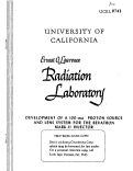 Cover page: DEVELOPMENT OF A 100-ma PROTON SOURCE AND LENS SYSTEM FOR THE BEVATRON MARK-II INJECTOR