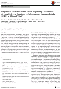 Cover page: Response to the Letter to the Editor Regarding "Assessment of Local Adverse Reactions to Subcutaneous Immunoglobulin (SCIG) in Clinical Trials".