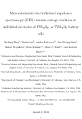 Cover page: Microcalorimetry electrothermal impedance spectroscopy (ETIS) informs entropy evolution at individual electrodes of PNb<sub>9</sub>O<sub>25</sub> or TiNb<sub>2</sub>O<sub>7</sub> battery cells