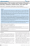 Cover page: Relationships of the Location and Content of Rounds to Specialty, Institution, Patient-Census, and Team Size