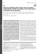 Cover page: Adipocyte JAK2 Regulates Hepatic Insulin Sensitivity Independently of Body Composition, Liver Lipid Content, and Hepatic Insulin Signaling