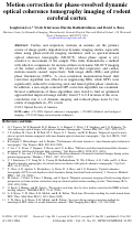 Cover page: Motion correction for phase-resolved dynamic optical coherence tomography imaging of rodent cerebral cortex