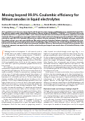 Cover page: Moving beyond 99.9% Coulombic efficiency for lithium anodes in liquid electrolytes