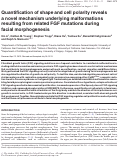 Cover page: Quantification of shape and cell polarity reveals a novel mechanism underlying malformations resulting from related FGF mutations during facial morphogenesis