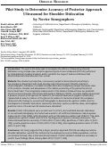 Cover page: Pilot Study to Determine Accuracy of Posterior Approach Ultrasound for Shoulder Dislocation by Novice Sonographers