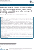 Cover page: Leaf morphology in Cowpea [Vigna unguiculata (L.)
Walp]: QTL analysis, physical mapping and
identifying a candidate gene using synteny with
model legume species