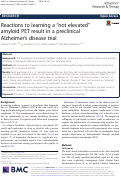 Cover page: Reactions to learning a “not elevated” amyloid PET result in a preclinical Alzheimer’s disease trial