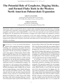 Cover page: The Potential Role of Geophytes, Digging Sticks,
and Formed Flake Tools in the Western
North American Paleoarchaic Expansion