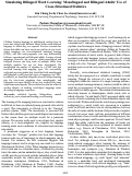 Cover page: Simulating Bilingual Word Learning: Monolingual and Bilingual Adults’ Use ofCross-Situational Statistics