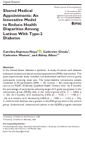 Cover page: Shared Medical Appointments: An Innovative Model to Reduce Health Disparities Among Latinxs With Type-2 Diabetes