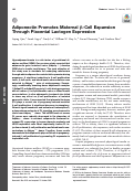 Cover page: Adiponectin Promotes Maternal β-Cell Expansion Through Placental Lactogen Expression.