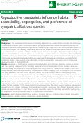 Cover page: Reproductive constraints influence habitat accessibility, segregation, and preference of sympatric albatross species