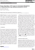 Cover page: Energy dependence of the transverse momentum distributions of charged particles in pp collisions measured by ALICE