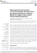 Cover page: Allopregnanolone Improves Locomotor Activity and Arousal in the Aged CGG Knock-in Mouse Model of Fragile X-Associated Tremor/Ataxia Syndrome