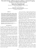 Cover page: Threshold Models of Human Decision Making on Optimal Stopping Problems in Different Environments