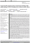 Cover page: Unmet health‐related needs of community‐dwelling older adults during COVID‐19 lockdown in a diverse urban cohort