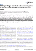 Cover page: Editing of the gut microbiota reduces carcinogenesis in mouse models of colitis-associated colorectal cancer