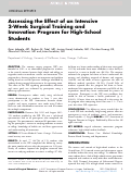 Cover page: Assessing the Effect of an Intensive 2-Week Surgical Training and Innovation Program for High-School Students