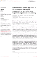 Cover page: Effectiveness, safety, and costs of thromboprophylaxis with enoxaparin or unfractionated heparin in inpatients with obesity.